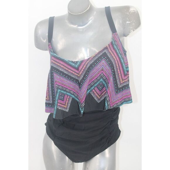 TORRID WIRELESS STRAIGHT FLOUNCE ONE PIECE SWIMSUIT SIZE 1 14-16 - Picture 1 of 9